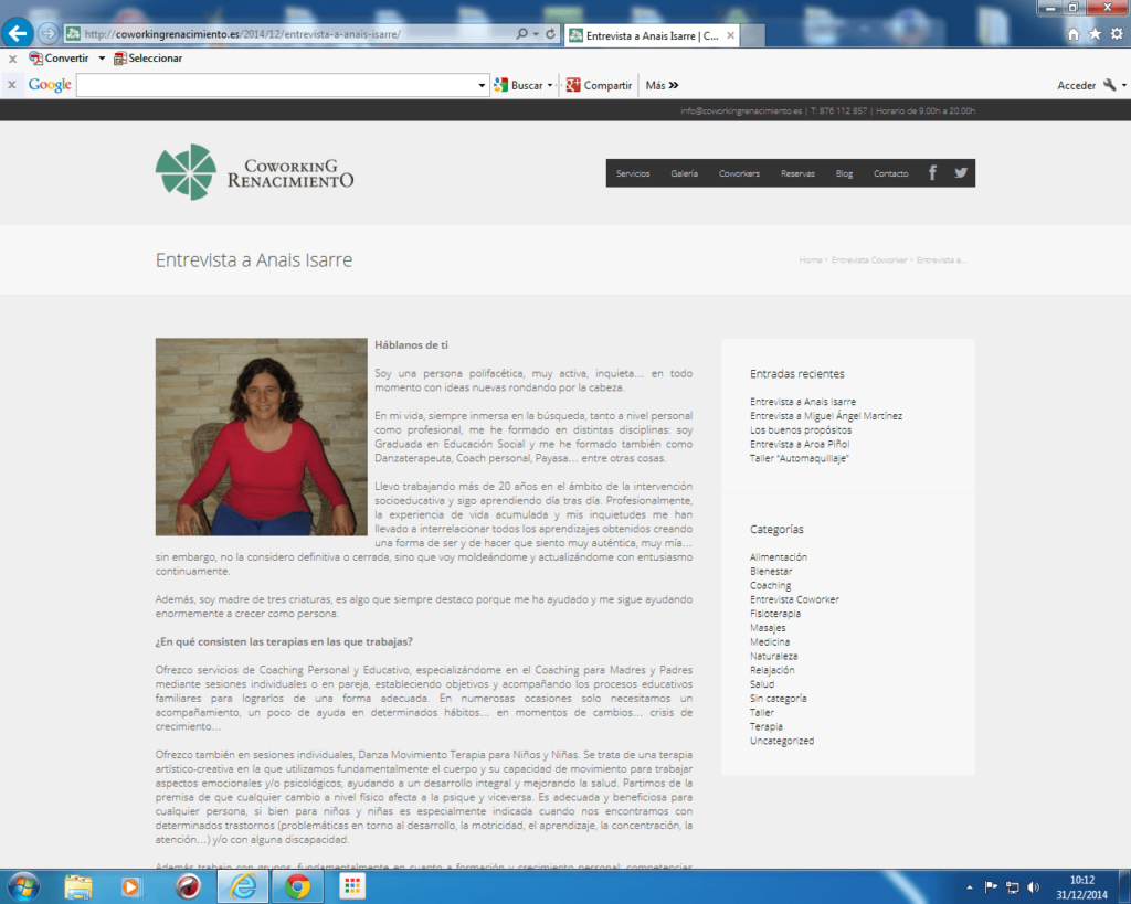 Entrevista a Anaís Isarre en Coworking Renacimiento